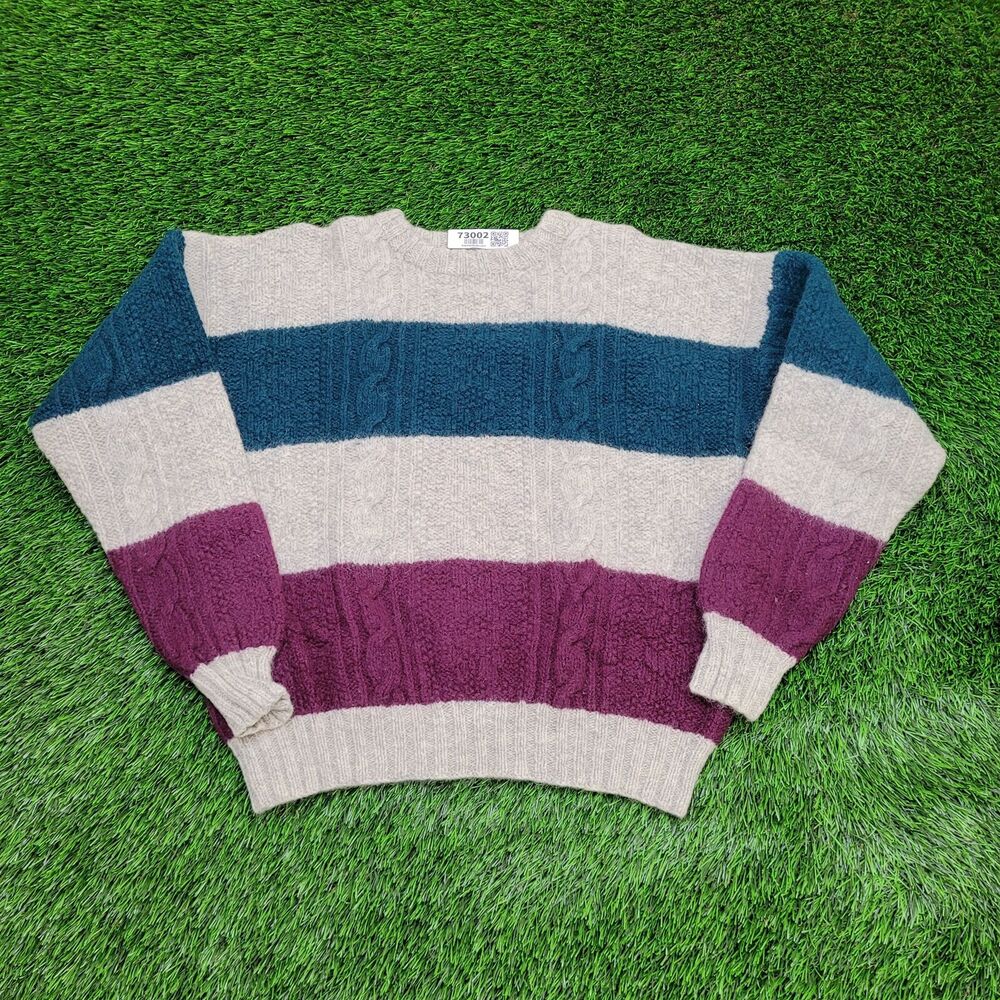 Shetland Wool Sweater Women Large 22x21 Gray Oversized Baggy